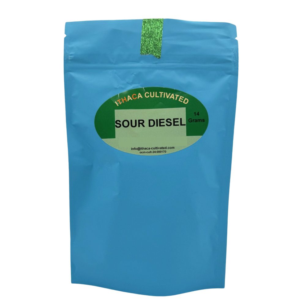 ithaca-cultivated-sour-diesel-14g-flower.jpg Ithaca Cultivated | Sour Diesel - 14g - Flower - Image 1